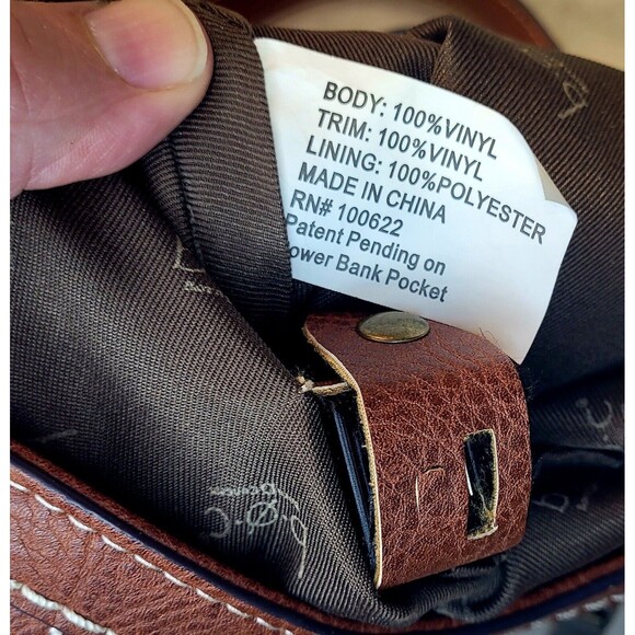 B.O.C. Crocket Power Tulip Brown Cream Tan Vegan Leather Crossbody Purse Handbag - Picture 5 of 16